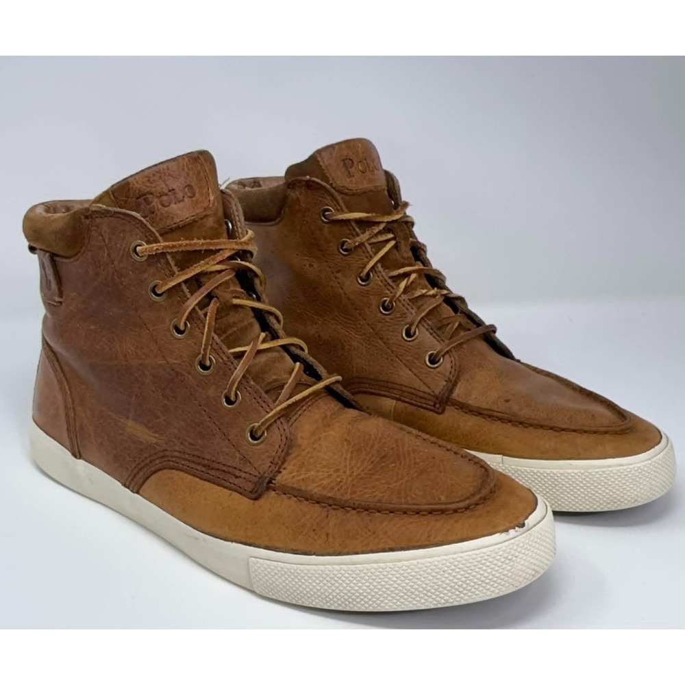 Polo Ralph Lauren Chukka Boots‎ Mens 10 D Brown Leather Hi Top Shoe Tedd Preppy